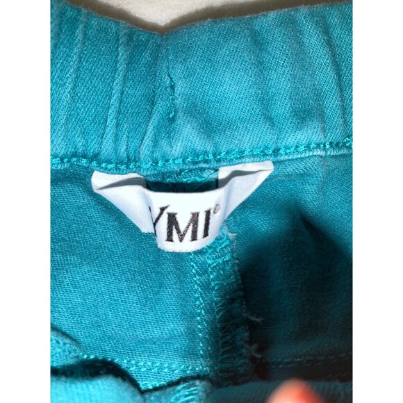 YMI Large  Dream High Rise Joggers Shorts with Tie Teal Blue - Picture 3 of 5